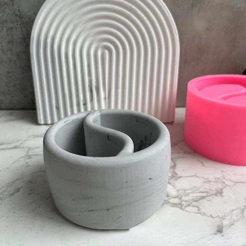 Tai Chi Bagua Flower Pot DIY Silicone Mold Circular Wax Pot Gypsum Concrete Making Tool Silicone Mold