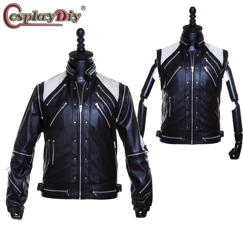 

Michael Jackson Cosplay Costume Black Coat Adult MJ Stage Performance beat it Cosplay Jacket Zipper Coat Top Men's Adult Jacket