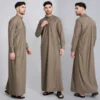 Muslim Men White Islam Jalabiya Thobe Arab Kurta Pajama Dubai Kaftan Abaya Jubba Daffah Dishdasha Prayer Robe Modest Clothing
