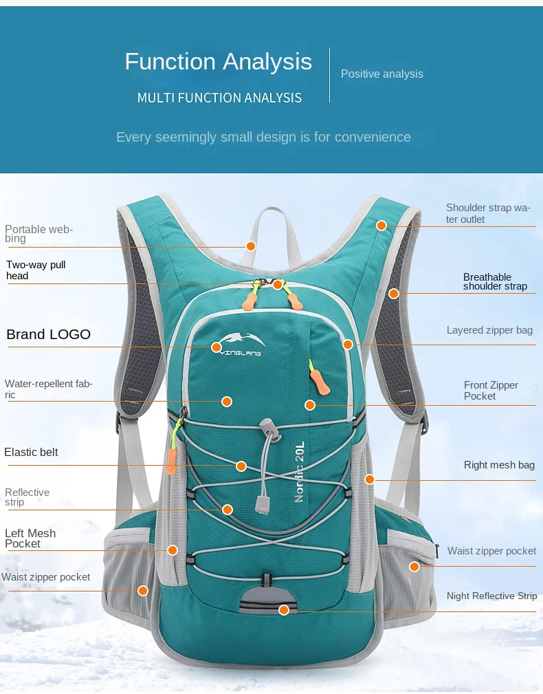 Description Picture 4 of itemMen's Lightweight Sports Backpack Outdoor 20L Mountaineering Waterproof Riding Bike Backpack Women's Running Cycling Water Bag