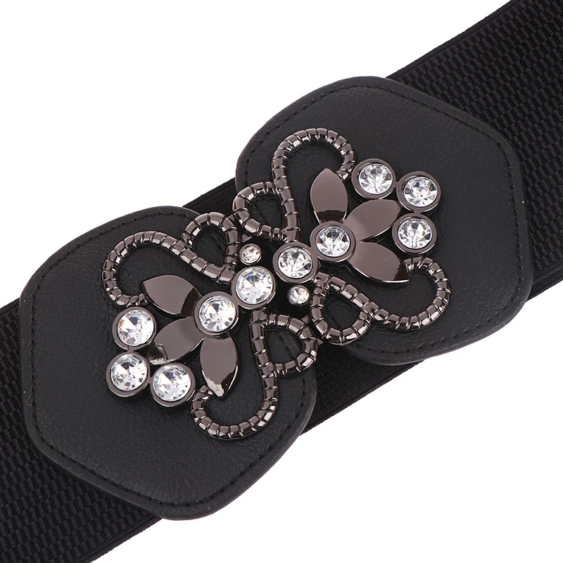 한국 스타일 라인석 탄성 와이드 거들 스웨터 드레스, 허리띠, 여성 브랜드, 럭셔리 디자이너 벨트