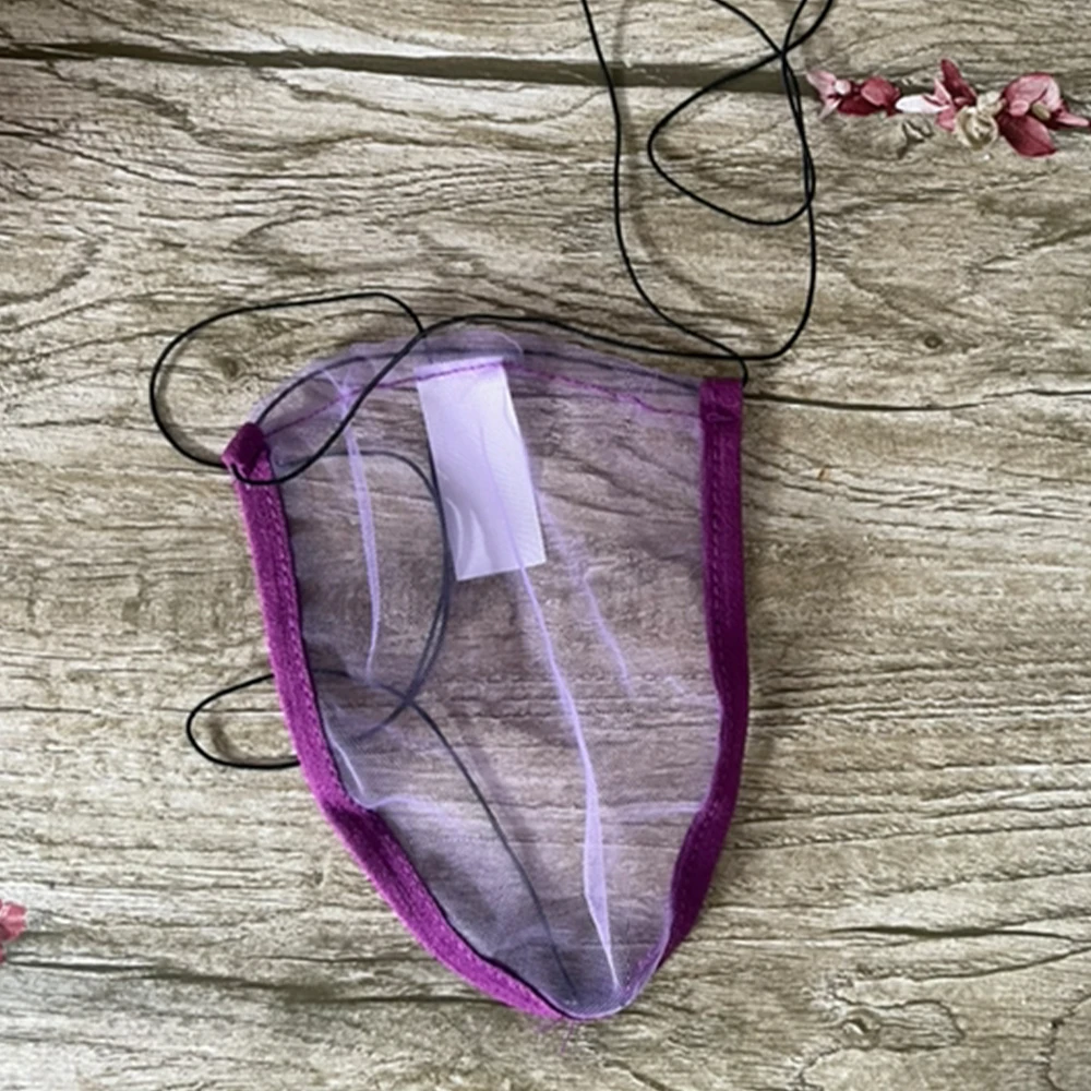 Hot Mens Tiny String Thong Colors Sexy Lace Up Pouch G-String Sheer Ultra-thin Bikini Briefs Soft Silky C-thru Underwear A50