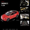 1:24 Teslas Model Y Model 3 With Charging Pile Alloy Car Diecast Metal Toy Car Model Sound and Light Childrens Collectibles Gift 5