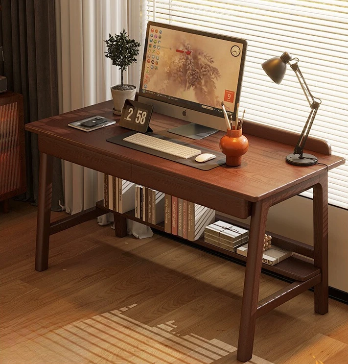 Solid wood desk with drawers Home bedroom Office study table Simple wall computer desk