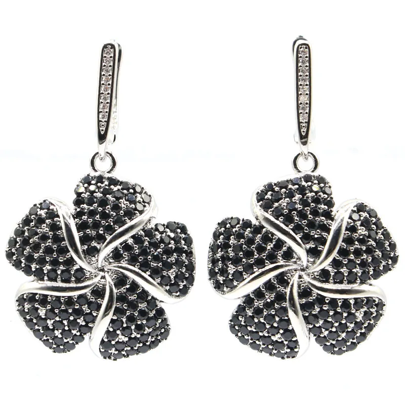 10g Real Customized 925 SOLID STERLING SILVER Earrings Flowers Shape Sapphire Black Sapphire Spessartine Garnet Tanzanite Woman'