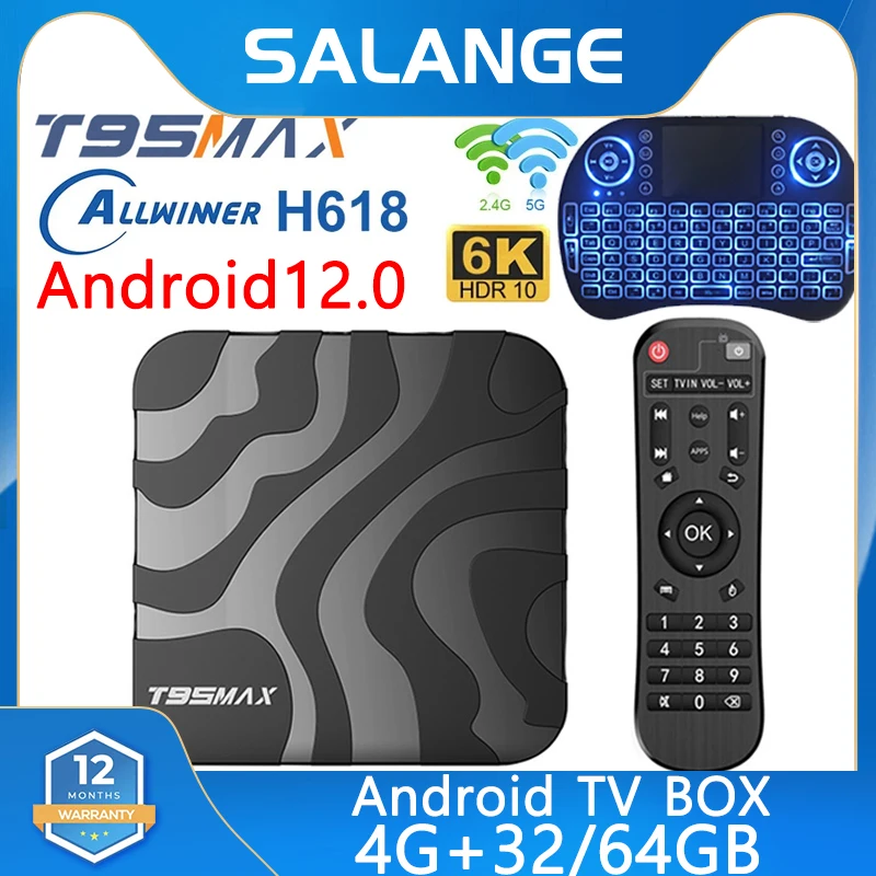

T95 Max Smart Android TV Box Android 12 4 ГБ ОЗУ 64 Гб ПЗУ Allwinner H618 4K HDR10 двойной Wifi медиаплеер T95Max телеприставка