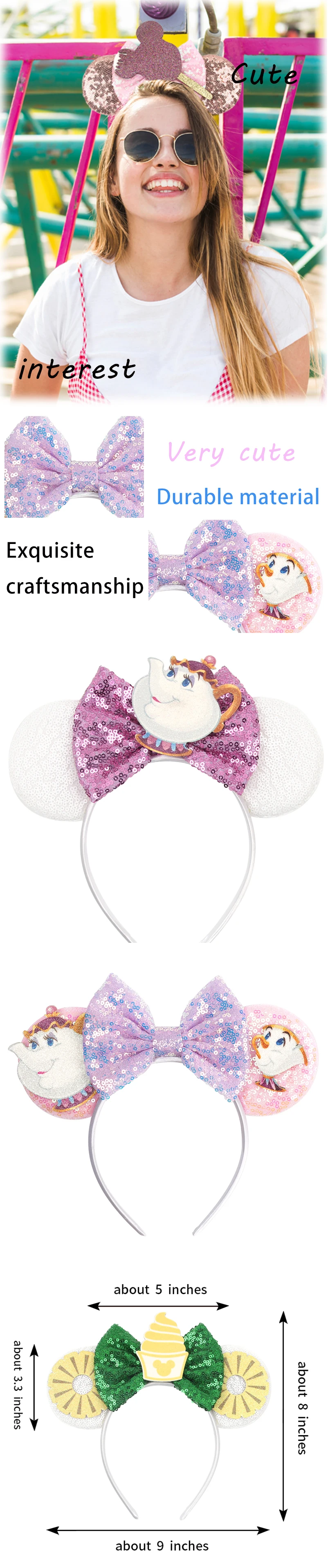 1 Stück Cartoon-Prinzessin Haaraccessoire Haargummi Party Urlaub Geburtstag Perfektes Geschenk Mädchen-Kopfschmuck Damen-Spaß-Stirnbänder – Detail 1