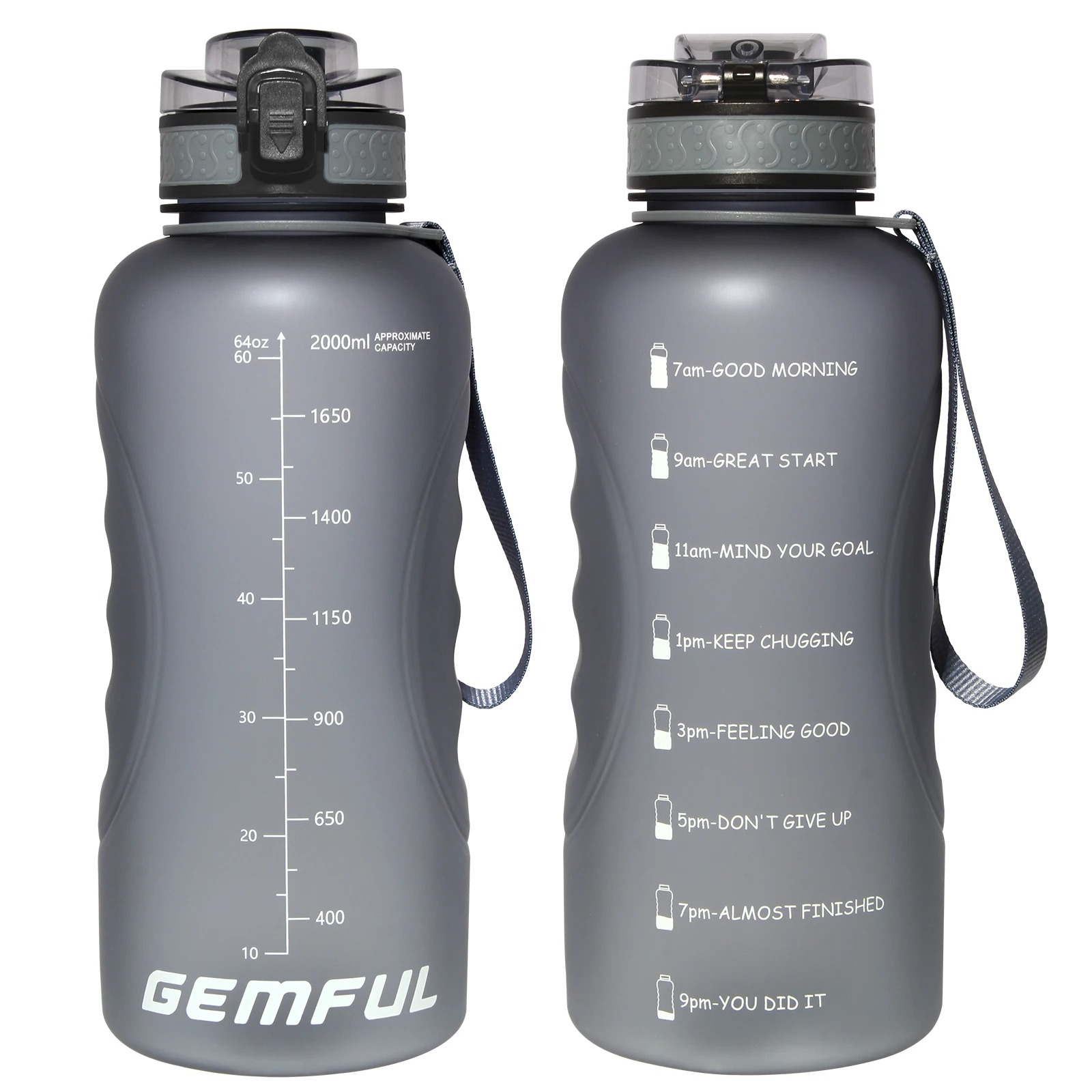 Bouteille d'eau de 1/2 gallon avec couvercle, bouteille d'eau de motivation  avec paille, (bouche large) Tritan sans BPA Bouteille d'eau de sport pour  fitness, gym, sports de plein air,1.5L-bleu