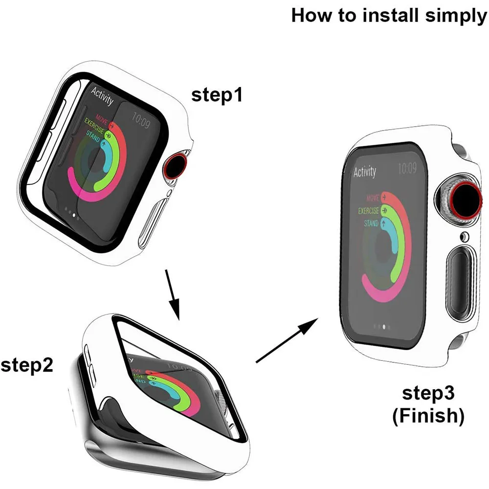 Verre + couvercle-Ǫ Ƽ  ġ, 45mm, 41mm, 44mm, 40mm, 42mm, 38mm, pare-chocs + protecteur d&ecran, pour Iwatch SE 