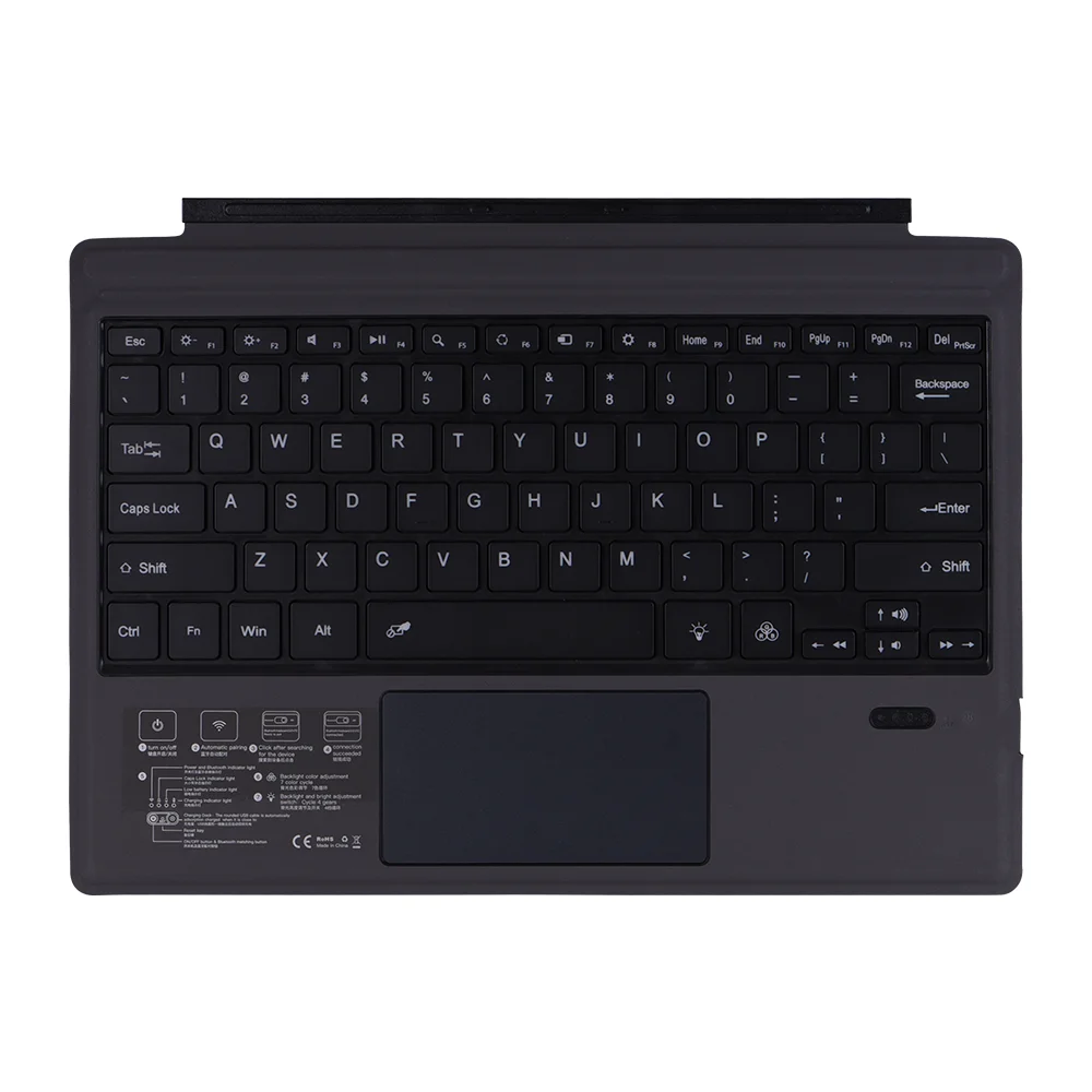 OMOTON Keyboard For Surface Go 4/3 /2/1, Bluetooth Type Cover For Surface Go, 7-Color Backlit, Ultra-Slim Wireless Keyboard With Touchpad, Built-in Rechargeable Battery