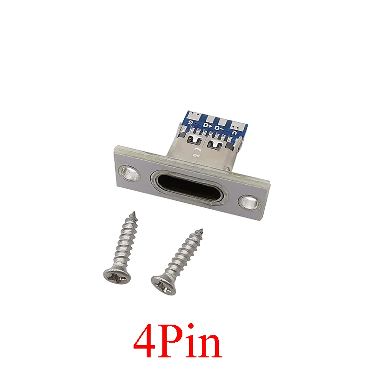 10 Stück USB 3,1 Typ C Klinkenst ecker 2-polige/4-polige Ladeans chluss buchse mit Schraub befestigungs platte – Detail 4