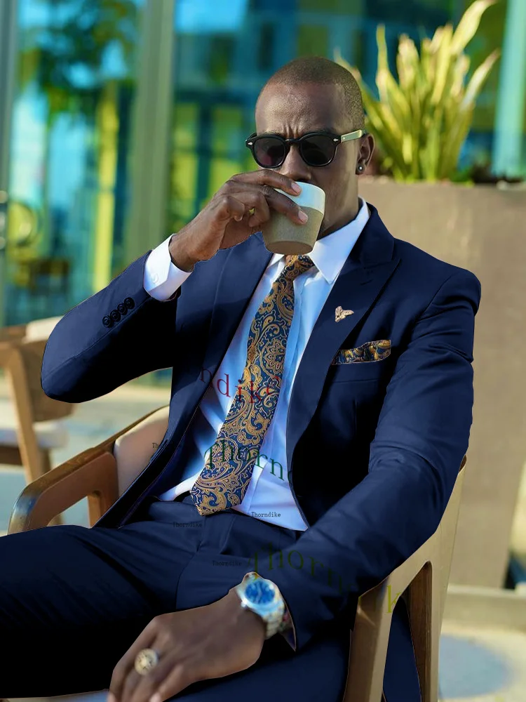 Thorndike Casual Tuxedos For Wedding Mens Business Suit Men's (Blazer+Pant) Slim Groom Trendy British Single-breasted Suits