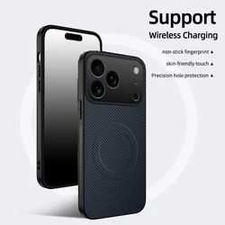 Premium Matte Carbon Fiber Magnetic Phone Case with Magsafe Charging - iPhone 17 Pro (Blue)