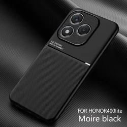 Luxury Shockproof PU Leather Texture Phone Case with Magnetic TPU Frame and Plastic Back Cover - Honor 400 Lite (Black)