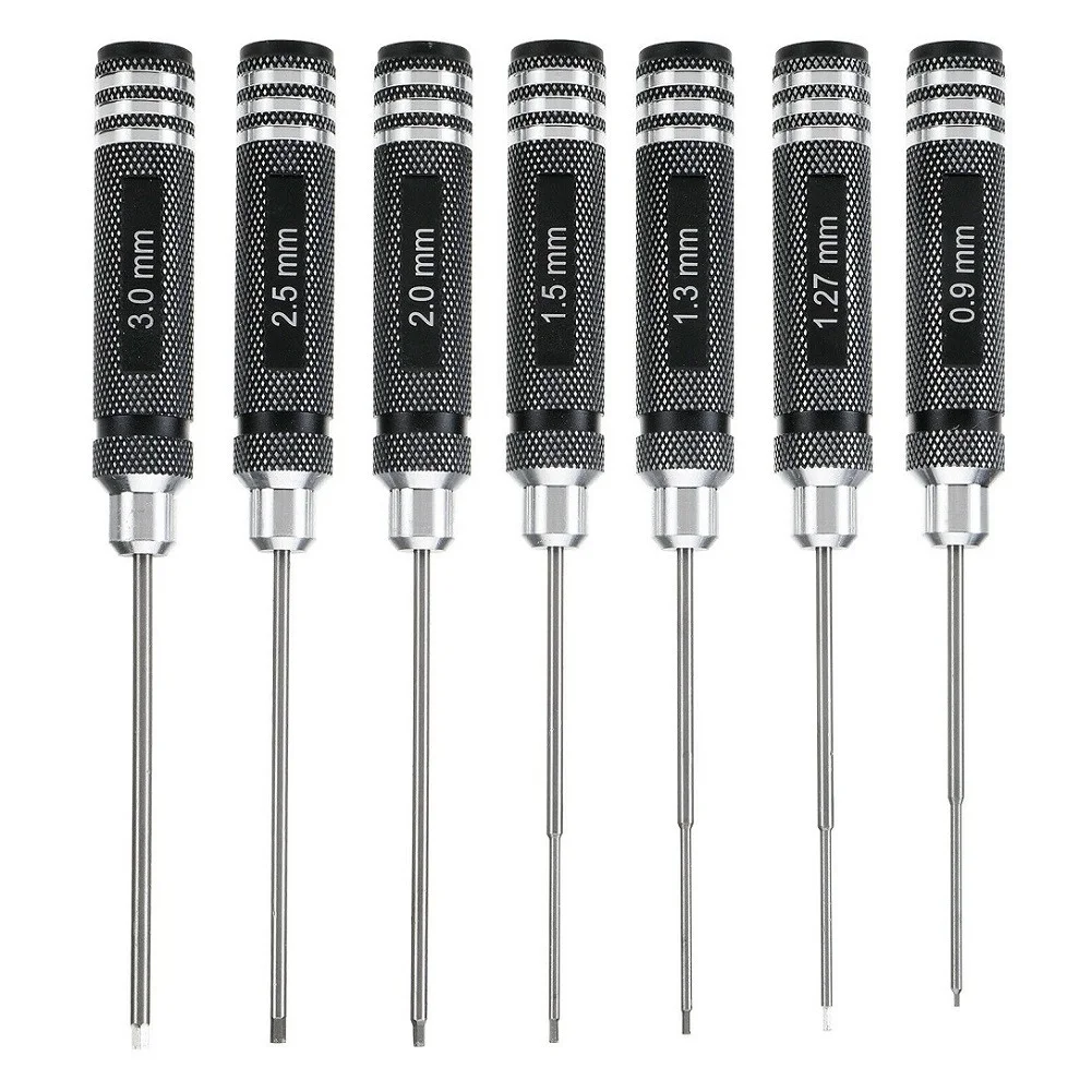 7Pcs HSS Hexagon Schlüssel Schraubendreher Werkzeuge 0,9-3,0mm Für RC Modell Schraube Fahrer Hex Schraube Fahrer Schraubendreher – Detail 1