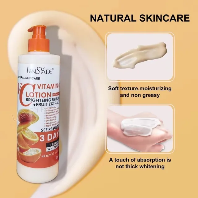 500ML Loción corporal hidratante con vitamina C, Crema Corporal nutritiva, reparadora, cuidado de la piel, suero abrillantador 1