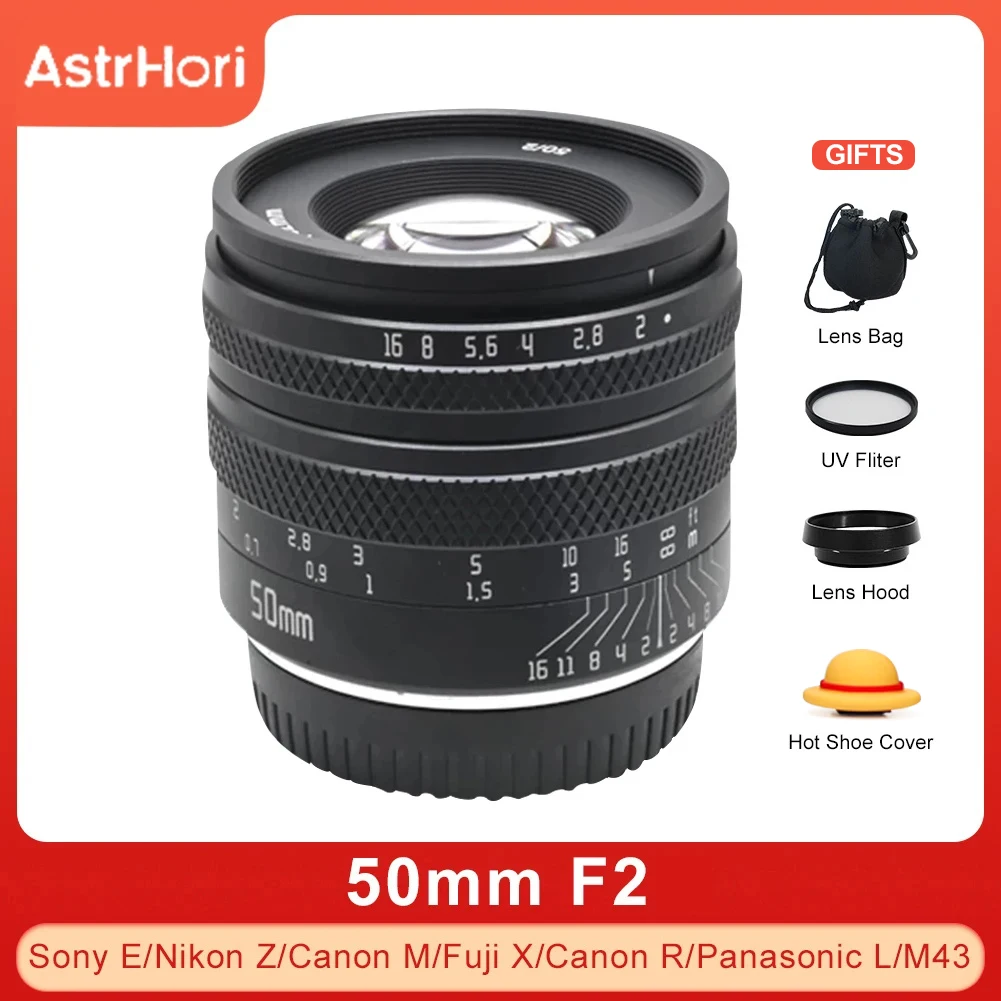 Astrhori 50Mm F2 Full Frame Grande Apertura Manuale Prime Lens Per Sony E Panasonic L M43 Nikon Z Fuji X Canon R Eosr Canon Eos M