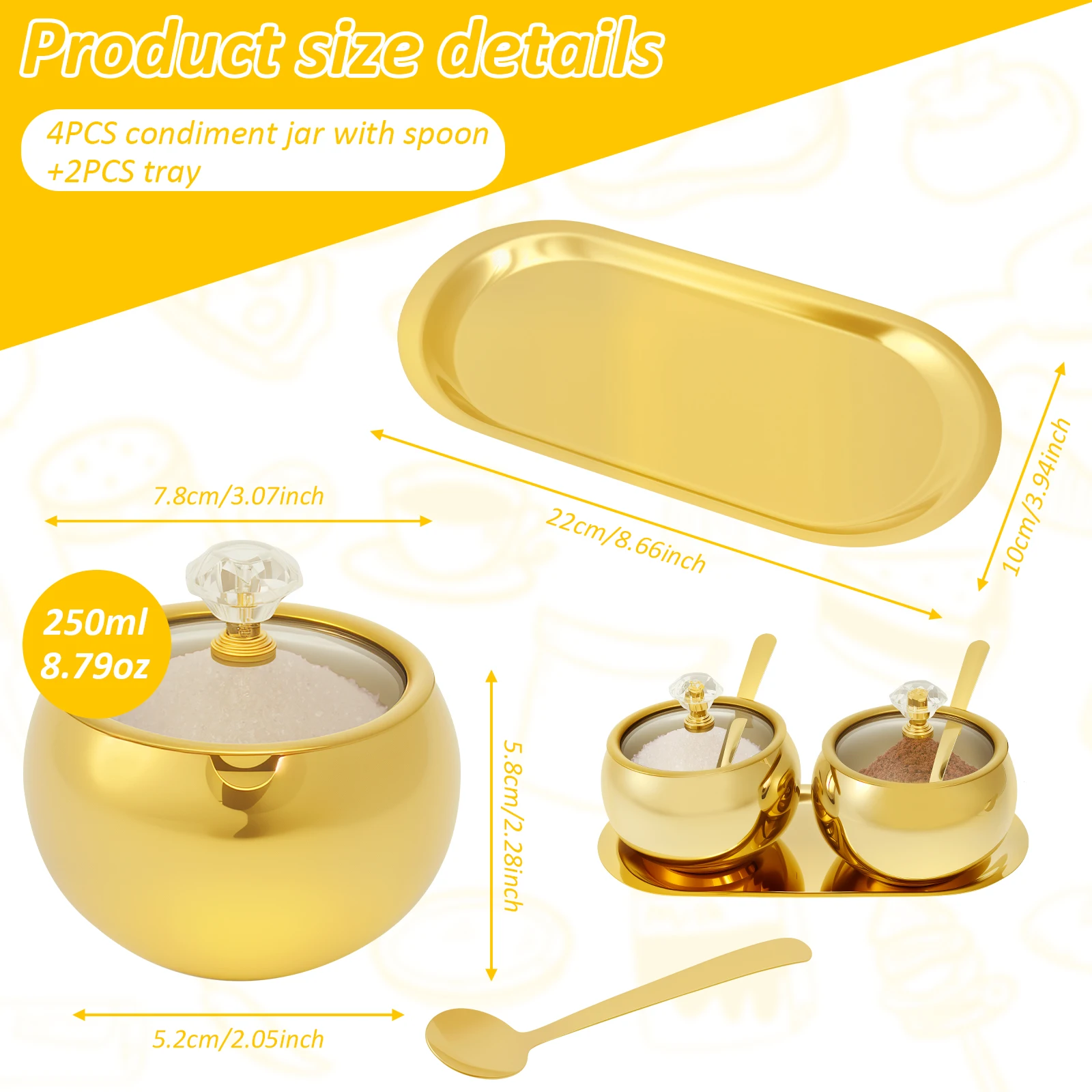 1/2/4Pcs Seasoning Jar Stainless Steel Spice Jar with Glass Lid and Spoon Sugar Salt Pepper Storage Jars for Kitchen Accessories