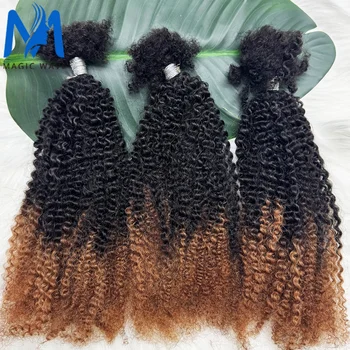 T1B/30 Afro Kinky Curly Human Hair Bulk 30g/Pack 100% Human Hair Soft 4C Afro Kinky Bulk Human Hair for Locs Extensions 1