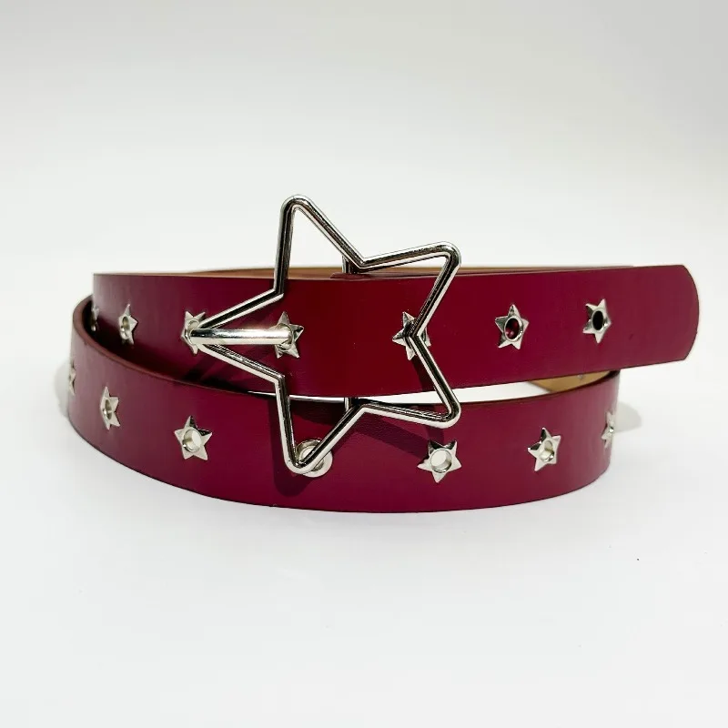 Y2K Punk Star-Studded Wide Belt - Multi-Strap Hole Adjustable Waistbelt for Women's Jeans, Alternative Gothic Accessory