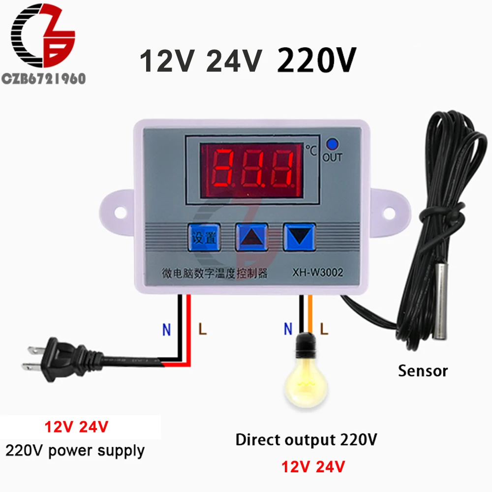 

W3001 W3002 Digital Control Temperature Microcomputer Thermostat Switch Thermometer New Thermoregulator DC 12V 24V AC 110V 220V