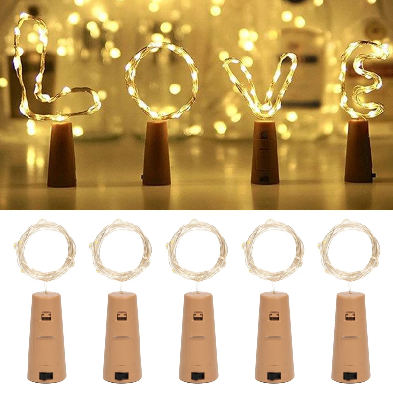 

10 20 Lights Fairy LED Copper Wire Wine Bottle with Cork Lighting String Holiday Lamp for Wedding Party Christmas Decoration