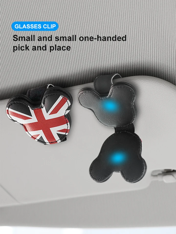 Clip Parasole Per Occhiali Mini Cooper - In PU, Grigio Union Jack, Universale - Foto 7