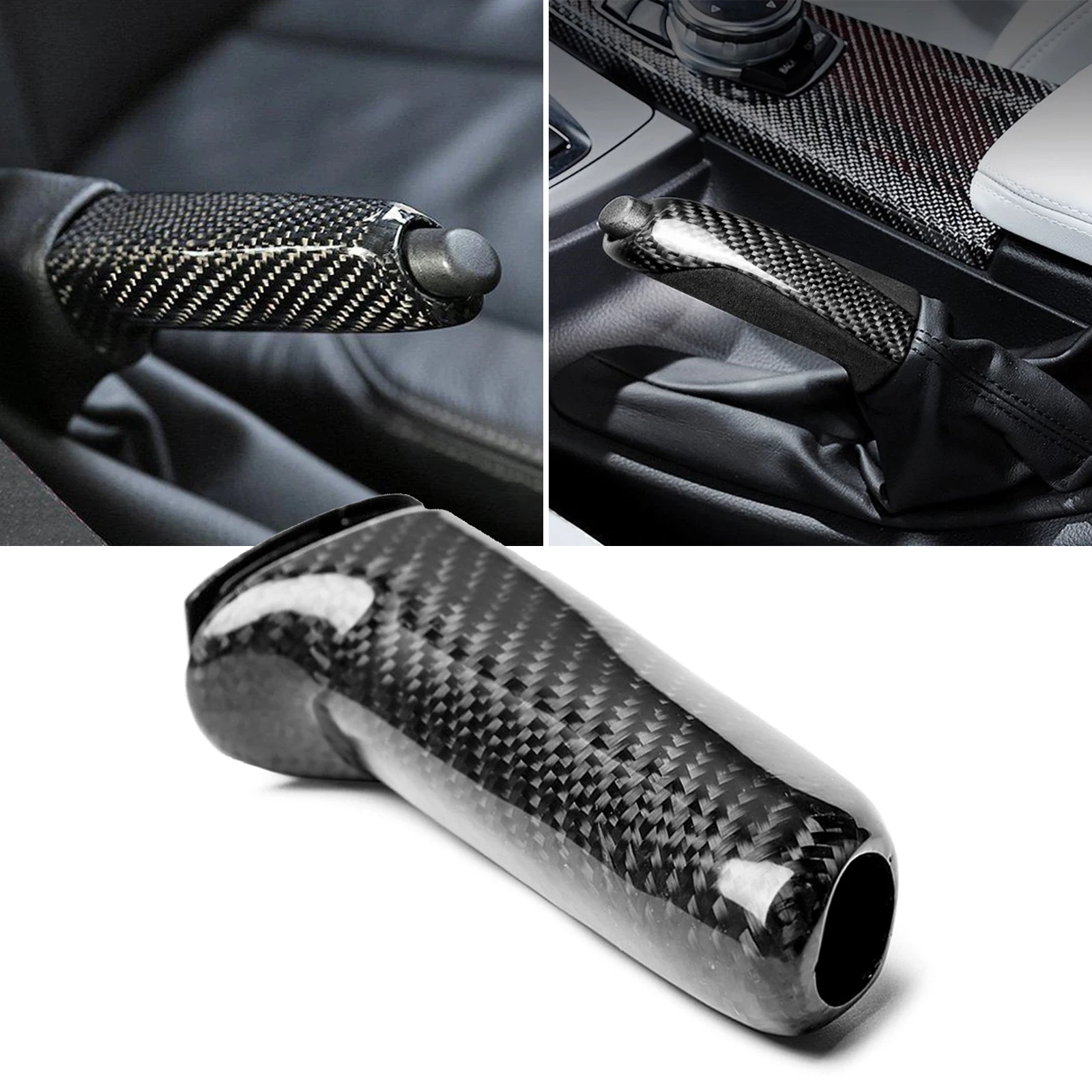 Real Carbon Fiber Handbrake Brake Handle Grip Cover Overlay Molding Trim For BMW E46 E90 E92 F30 F32 F80