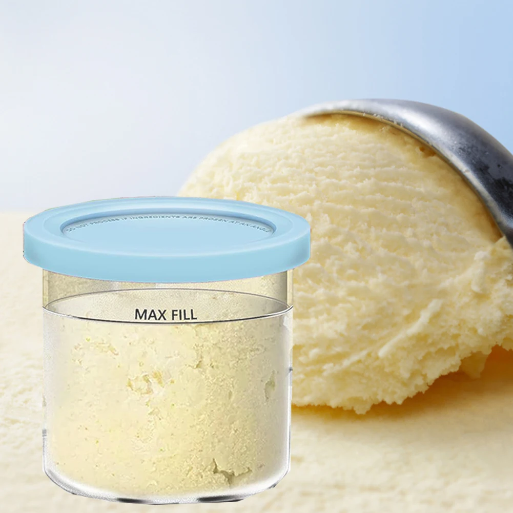 Description Picture 6 of item4Pcs Ice Cream Pints Cups Ice Cream Maker Storage Jar With Sealing Lids Ice Cream Scoop Gadgets For NINJA CREAMI NC300s Series