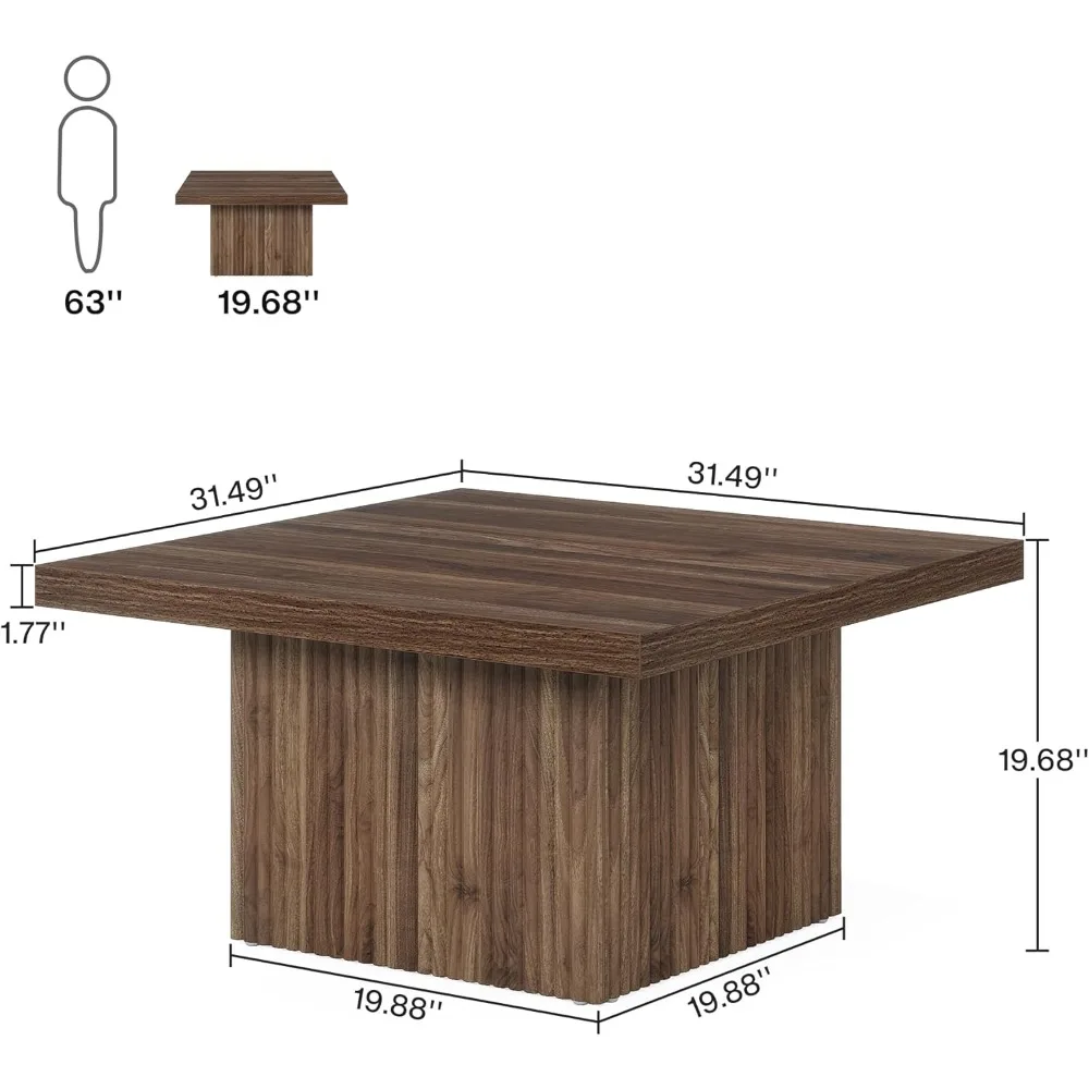 Square Coffee Table, 31.5-Inch Engineered Wood Coffee Table for Living Room, Vintage Center Table 2