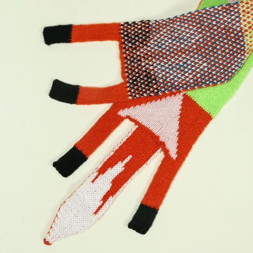 Versatile Japanese Style Knitted Scarf Animal Imitation Cashmere Cartoon Fox Scarf Trendy Autumn Winter Warm Shawl Wrap