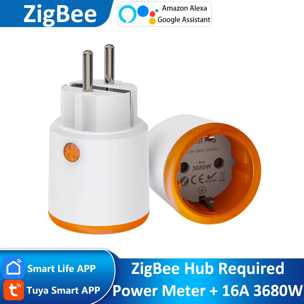 EU 16A Tuya ZigBee สมาร์ทการตรวจสอบพลังงานปลั๊ก Outlet SOCKET Alexa Google, Home Assistant, Zigbee2mqttt, Smartthings HUB 1