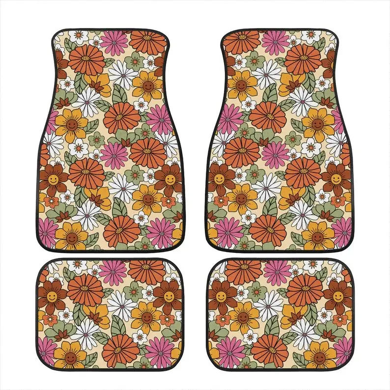 

Flower Power Car Floor Mats, Hippie Car Mat, Car Accessories For Women, Stoner Gifts, Retro Car Accessories, Interior Car Decor,
