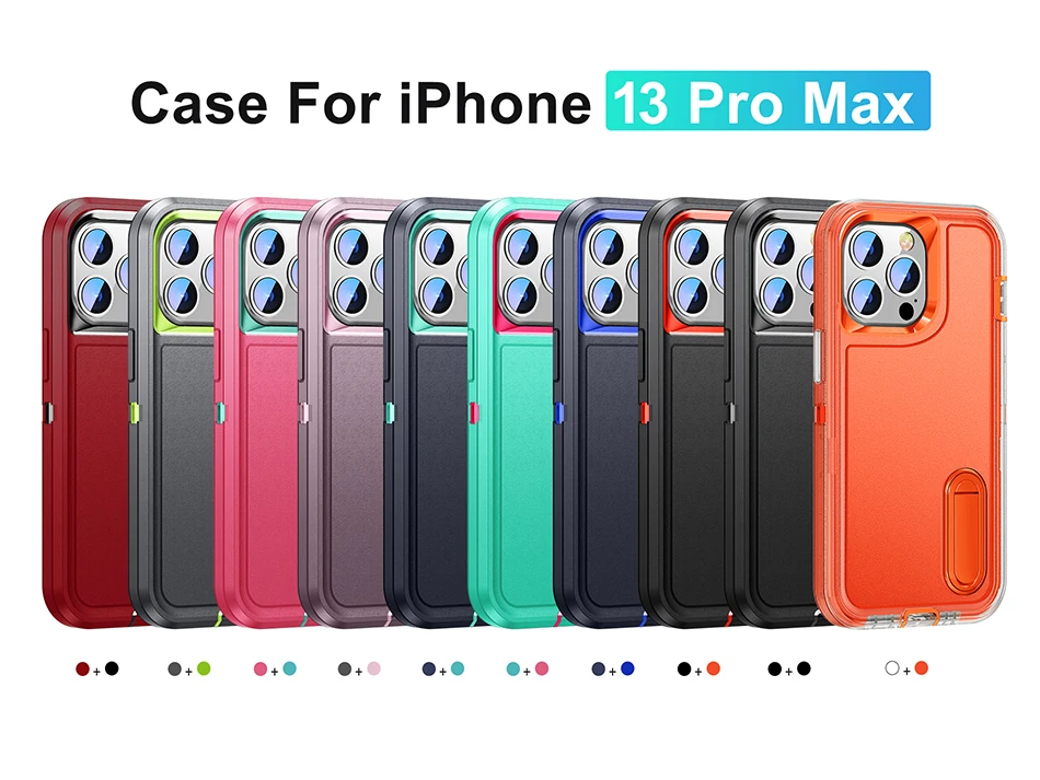 SANNIER Shockproof Phone Case For iPhone 13 Mini 11Pro 12Pro 13Pro Fashion Metal Bracket Cover For iPhone 13 12 11 Pro Max capa iphone 13 mini slim case