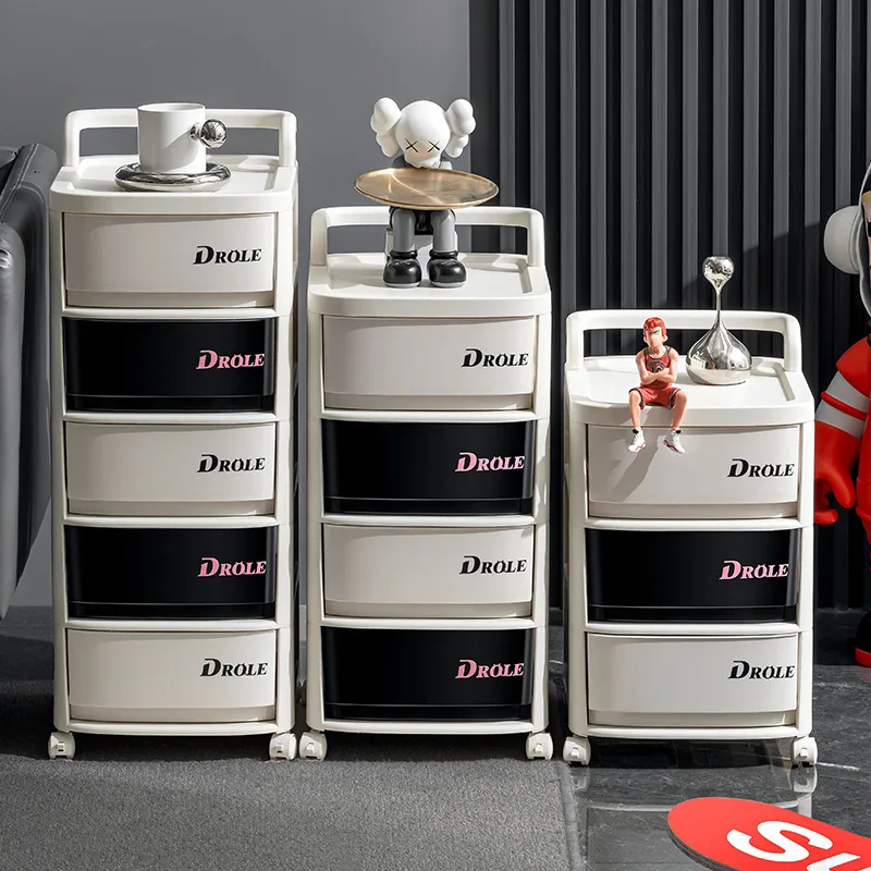 

Household Small Cart Storage Rack Multifunctional Storage Cabinet Drawer Type Movable Snack Toy Sorting and Storage Rack