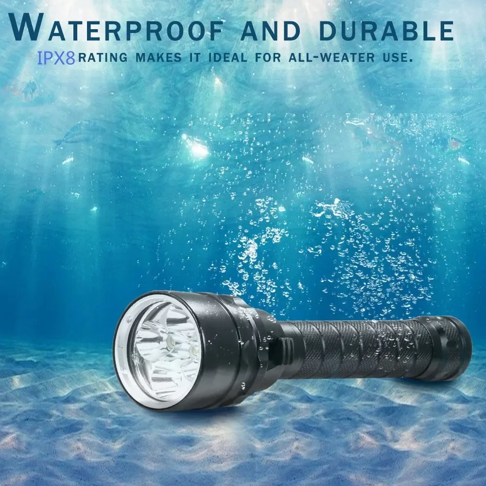 Description Picture 4 of itemUV LED Diving Flashlight Ultraviolet Lantern Scuba Purple Light Underwater 200M Dive Aluminum Torch 395nm for Diving Hunting