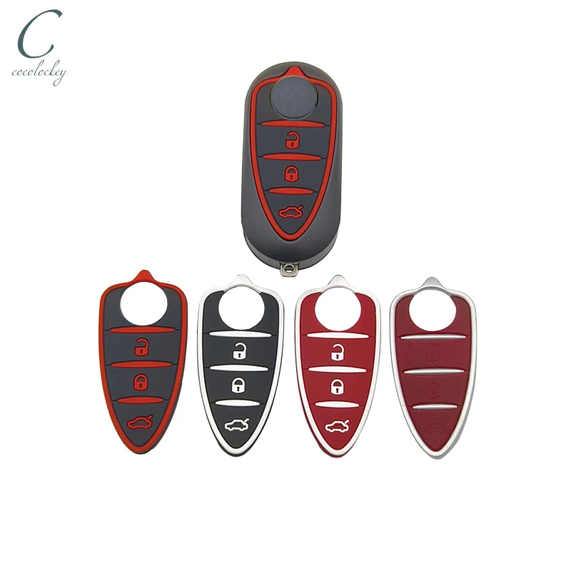 Cocolockey Folding Flip Key Shell Fob für Alfa Romeo 156/159 /mito/giulietta/gt/4c 3 Tasten Fernbedienung Schlüssel Fall Auto Schlüssel Silikon pad – Detail 1