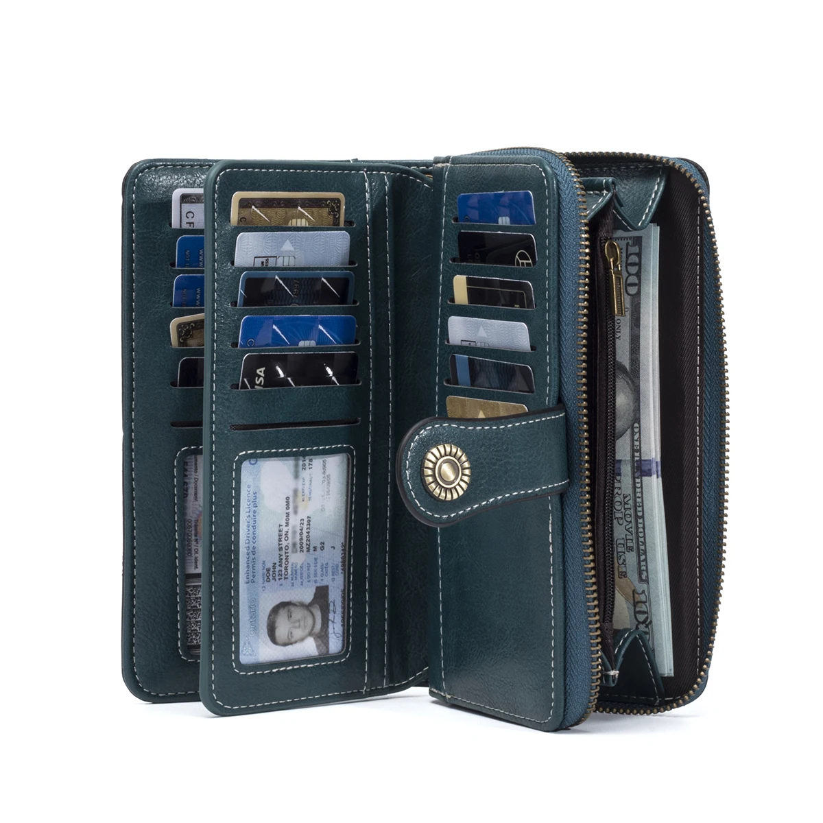 Unisex RFID Anti-Theft Retro Leather Long Clutch Wallet