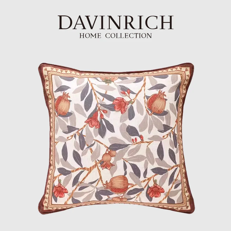 

Декоративные наволочки DAVINRICH с изображением граната и цветов, в американском пасторальном стиле, для гостиной, дивана, стула, подушки, искусственный коралл