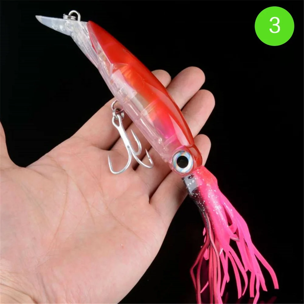 Acheter Leurres de pêche au calmar poulpe 14 cm/40g avec hameçon triple  Simulation appât dur équipement de pêche pour la pêche en mer