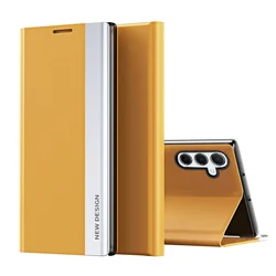 Elegant Plating Leather Stand Flip Phone Case - Galaxy S20 Ultra 5G (Yellow)