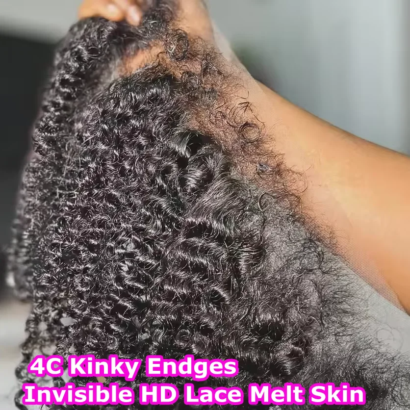 4C Kinky Endges HD Lace Frontal 13x6 13x4 9x6 6x6 5x5 Curly Hair Real HD Lace Closure Invisible Melt Skins