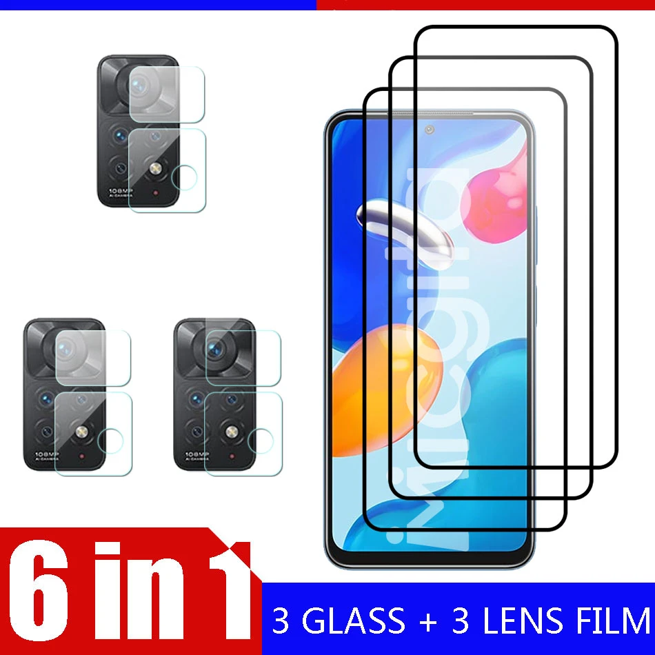 glass cover mobile 6 in 1 Tempered Glass For Xiaomi Redmi Note 11 Pro Plus 5G Note 11T Screen Protector Camera Lens Film For Redmi Note 11S Glass t mobile screen protector