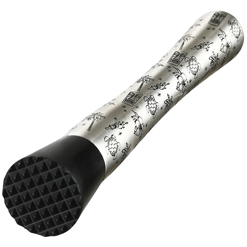Stainless Steel Cocktail Drink Muddler Bar Tool for Old Fashioned & Mojito with Grooved Nylon Head bar tools