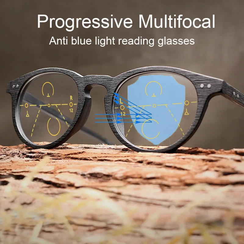 

Ретро прогрессивные Мультифокальные очки для чтения с защитой от сисветильник компьютерные очки для мужчин и женщин мужские очки ручной работы с текстурой древесины для дальнего и ближнего света