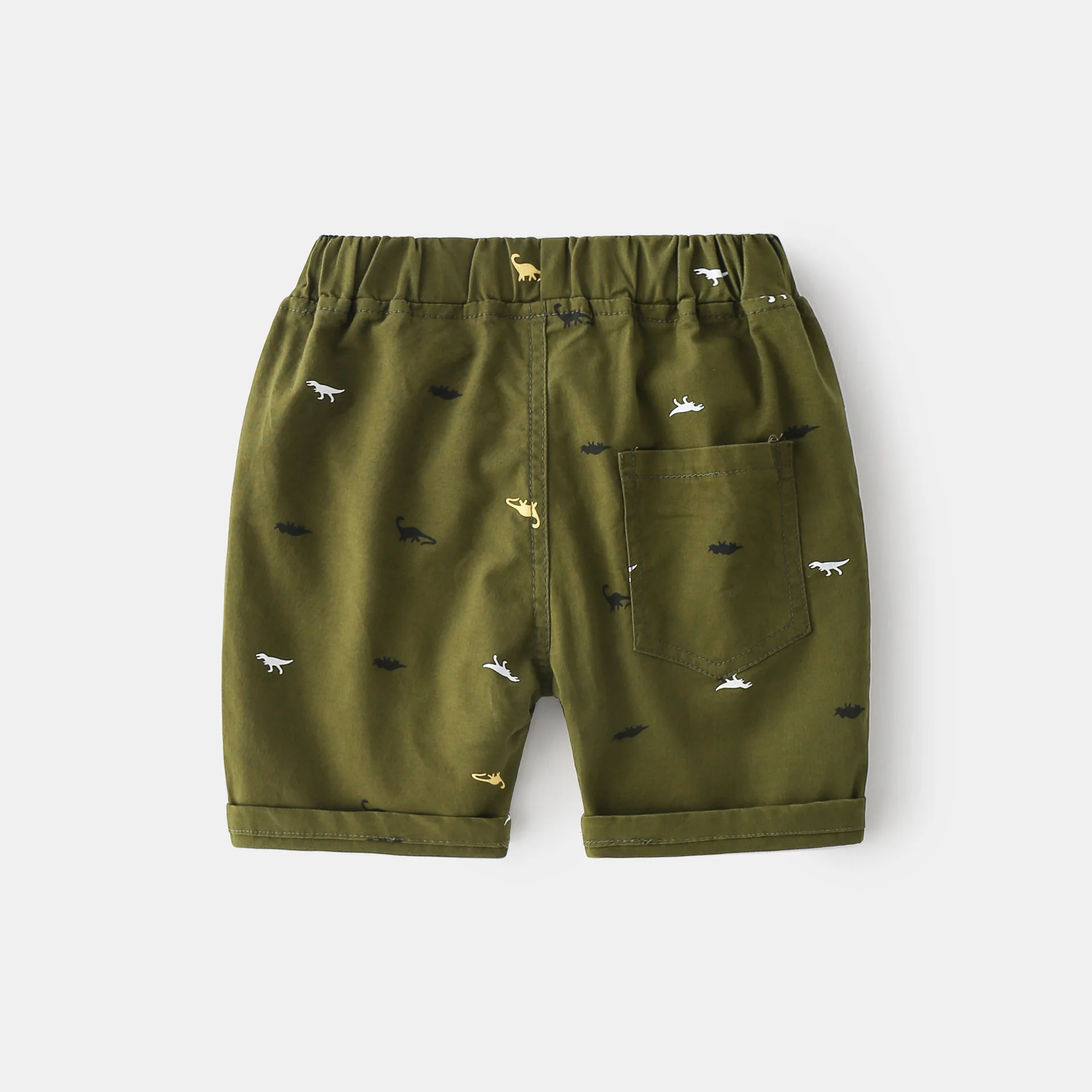 Shorts de algodão para meninos, shorts na altura do joelho com motivo dinossauro, roupa casual para praia ou verão, para crianças