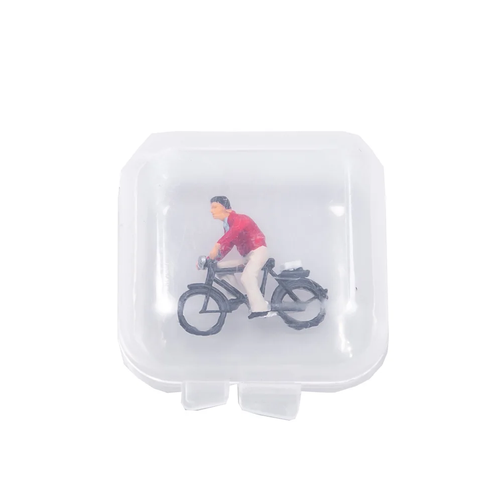 1pc/2pcs/6pcs Ho Scale 1:87 Miniature Cyclist Rider Figures Model ABS Painted People Architecture Building Layout Random Types 4