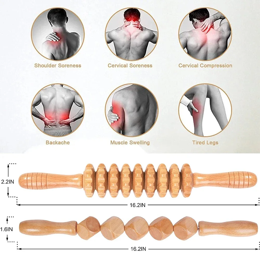 Wooden Massage Roller Lymphatic Drainage Massage Scraping Whole Body Pain Relief Tool Anti Cellulitis Facial