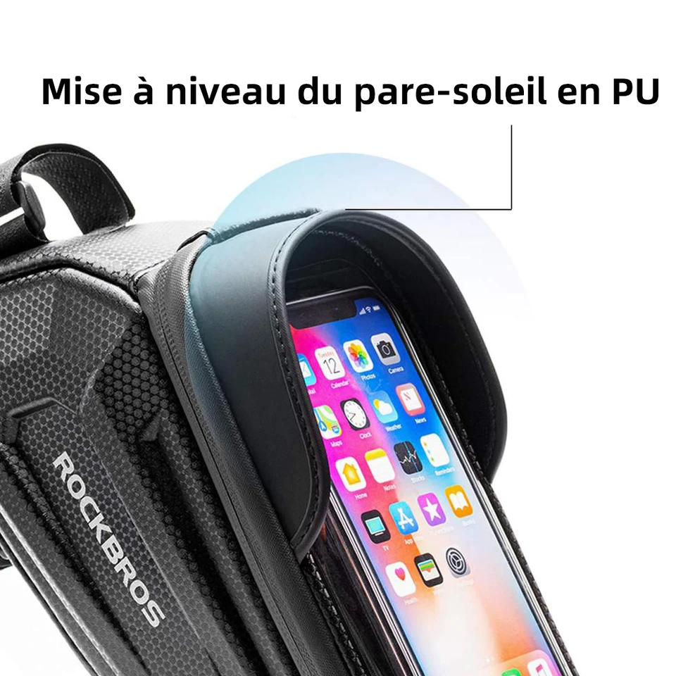 ROCKBROS Sacoche Cadre Vélo 0,7L Étanche Réfléchissante VTT Route ROCKBROS Sacoche Cadre Vélo 0,7L Étanche Réfléchissante VTT Route