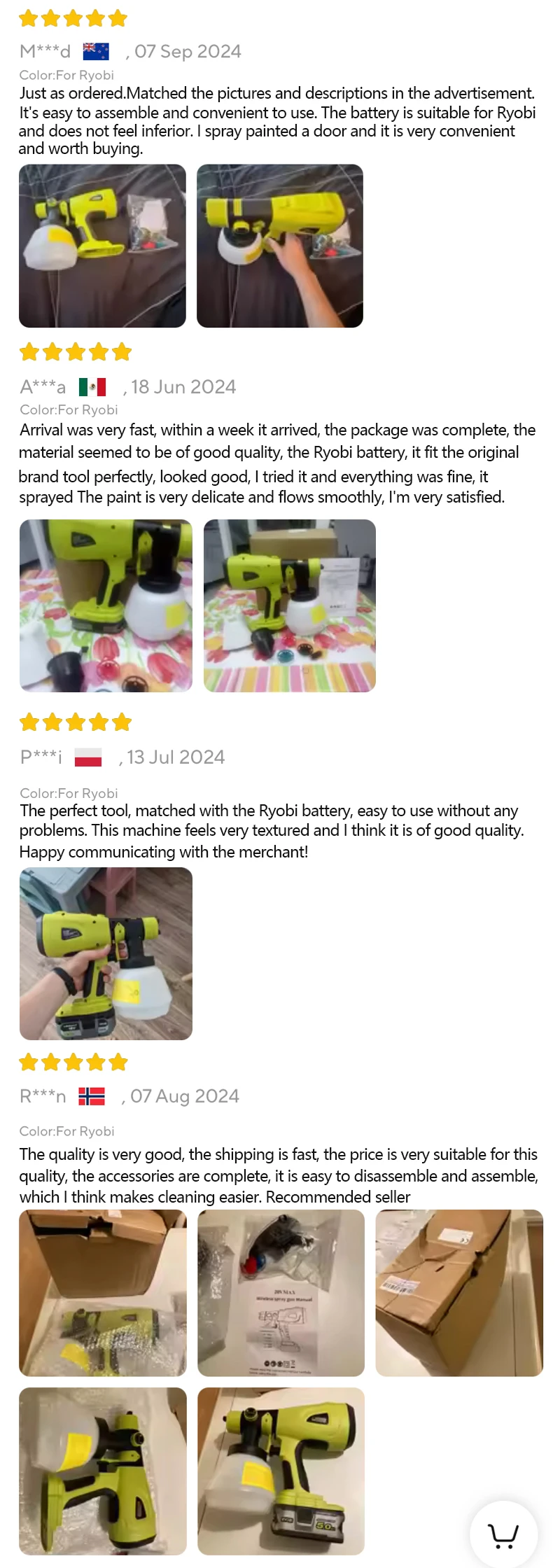 Cordless Spray Gun 1000ml for Dewalt/Milwaukee/Makita/Bosch 18-20V Li-ion Batter